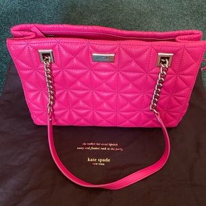 Hot pink Kate Spade quilted bag with chain straps